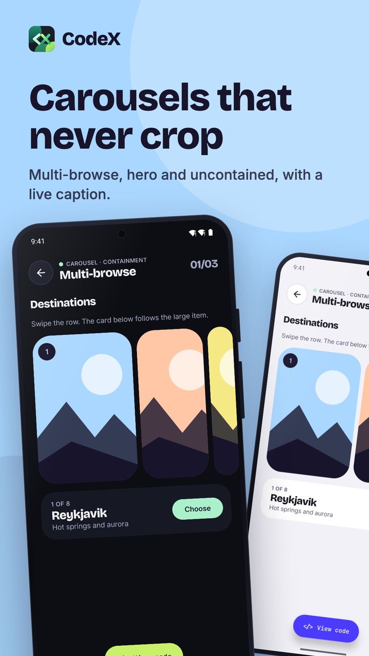 CodeX screenshot: Carousels