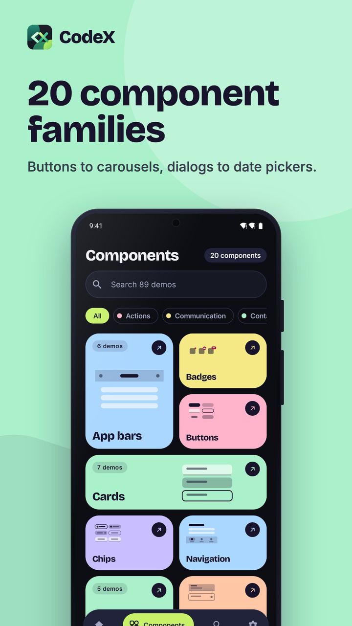 CodeX screenshot: Components