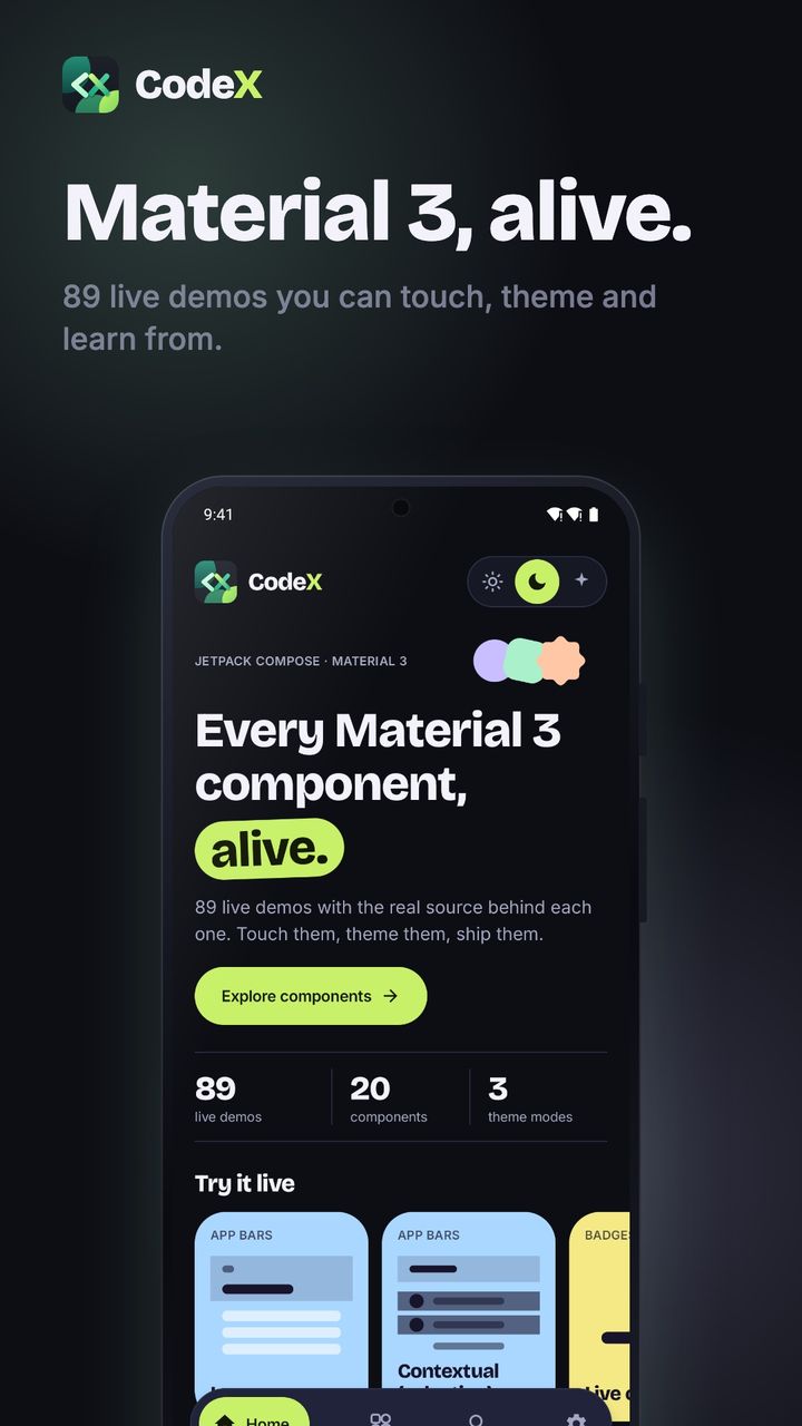 CodeX screenshot: Home